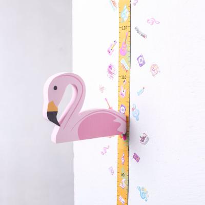 China Durable 3D Flamigo Child Growth Chart Height Ruler Magnetic Measurement Wall Decor Sticker With Clear EVA Header Removable for sale