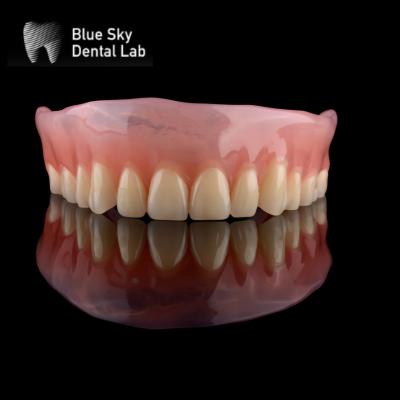 China Restoration Full Upper Acrylic Denture Blue Sky Removable Acrylic Denture for sale