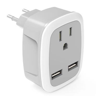 China 12V 1A Power Adapter Travel Plug European USA Charger to Europe International Power Adapter with Dual USB Ports for sale