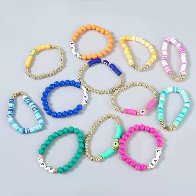 China FASHIONABLE material love bead rice female style three pieces of bracelet layer set with Bohemian style for sale