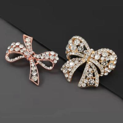 China Promotional gifts alloy diamond-inlaid super instant girl's bow pin Instagram fashion brooch accessories for sale