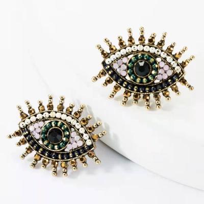 China TRENDY S925 needle silver alloy set with diamond,rhinestone,acrylic set with pearl eye earrings for sale