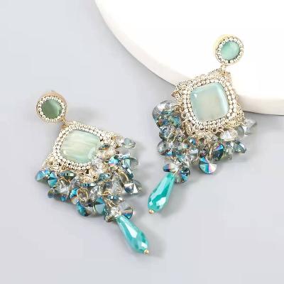 China Fashion Trendy New Alloy Resin Flower Korean Geometric Dangle Earrings Super Fairy Girl for sale