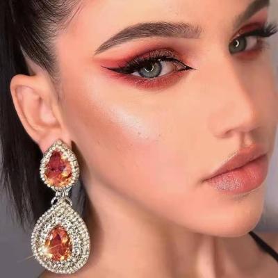 China FASHIONABLE Chain Super Snap Claw Series Multilayer Water Drop Alloy Inlaid With Diamond Glass Diamond Stud Earrings For European for sale