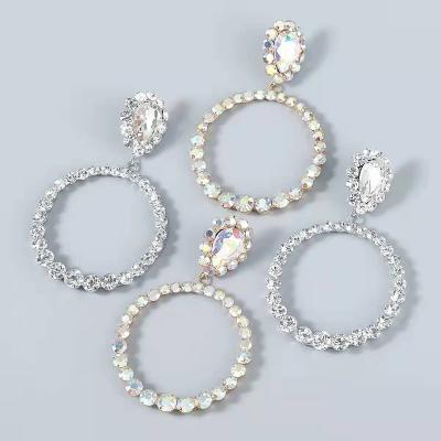 China CLASSIC Super Snap Claw Chain Series Alloy Inlaid Diamond Rhinestone Round Glass Diamond Eardrop for sale