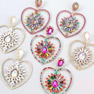 China Other Big 2022 Colors Heart Star Shape Rhinestone Luxury Women Multi Colors Drop Dangle Earrings For Party Wedding for sale