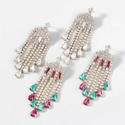 China Other European and American Alloy Diamond Fashion Acrylic Tassel Earrings for sale