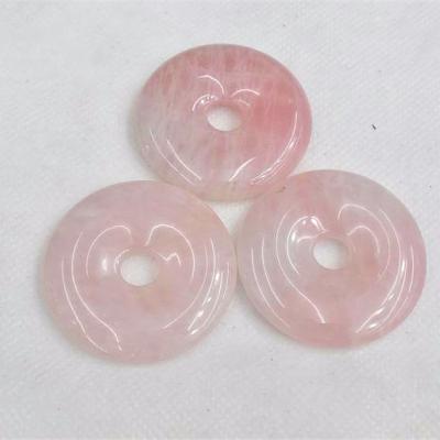 China Wholesale A Grade Trendy Abacus Charm Natural Smooth Gemstone Rose Quartz Stone Donuts Pendant for sale