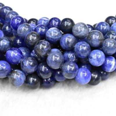 China Charm Gemstone Round Shape Trendy Natural Smooth Sodalite Polished Stone Loose Beads DIY Jewelry Making for sale