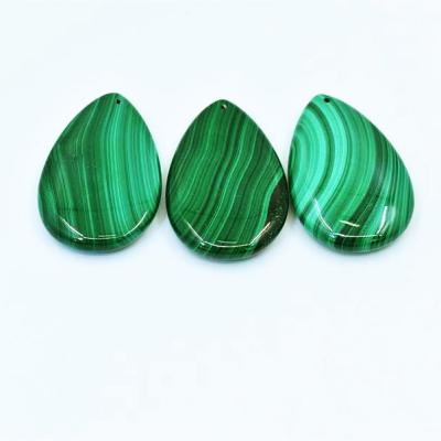 China Wholesale A Grade Trendy Natural Gemstone Malachite Smooth Drop Shape Pendant For Earring Jewelry Making for sale