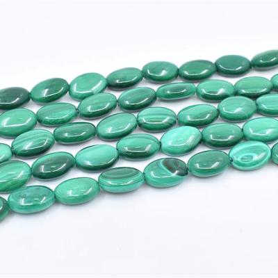 China Wholesale A Grade Size Quality Nature Stone European Oval Shape Malachite Beads for sale