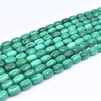 China Europe Size Quality Charm Natural Smooth Gemstone Malachite Drum Barrel Shape Beads For Jewelry Making for sale