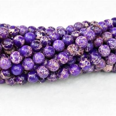 China Charming Fashionable Natural Smooth Gemstone Jasper Purple Color Sea Imperial Sediment Round Loose Stone Beads for sale