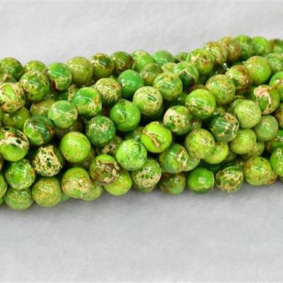 China Bracelet Wholesale A Grade Yellow Green Imperial Jasper Beads Natural Stone for sale