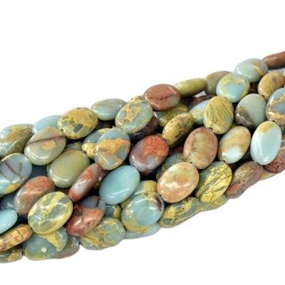 China Wholesale A Grade Trendy Charm Gemstone Natural Smooth Snakeskin Jasper Oval Shape Stone Beads For Jewelry Making for sale