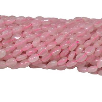 China Wholesale A Grade Trendy Nature Smooth Gemstone Rose Quartz Oval Shape Beads For Jewelry Making for sale