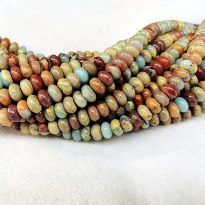 China Fashionable Natural Serpentine Rondelle Jewelry Smooth Making Jewelry Snake Skin Jasper Loose Stone Charm Gemstone Beads For for sale