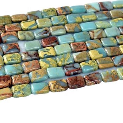 China Charm Gemstone Trendy Natural Smooth Snake Peel Loose Serpentine Rectangle Shape Jasper Beads For Jewelry Making for sale