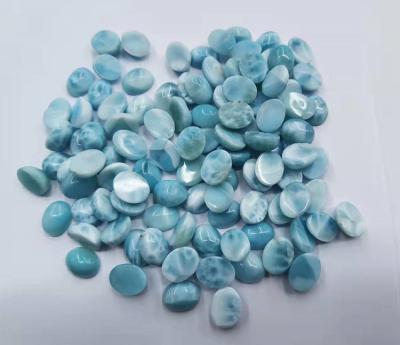 China Hot Wholesale Charm Natural Smooth Gemstone Oval Larimar Cabochon For Jewelry Making for sale