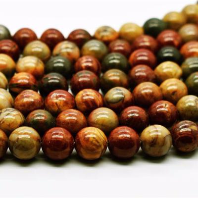 China Polished Beads Strand Wholesale China Picasso Charm Natural Smooth Gemstone Round Loose Stone Beads For Jewelry Making for sale