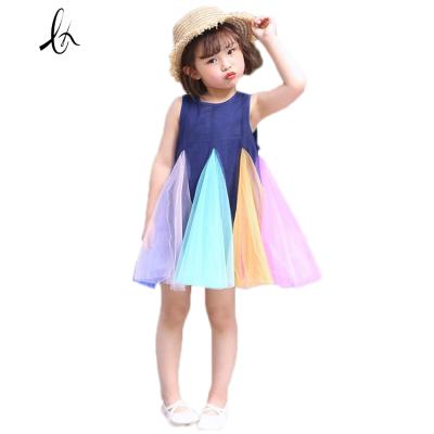 China Kids Girls Clothing Anti-static Chiffon Dress Summer Colorful Sleeveless Dress For Girls for sale