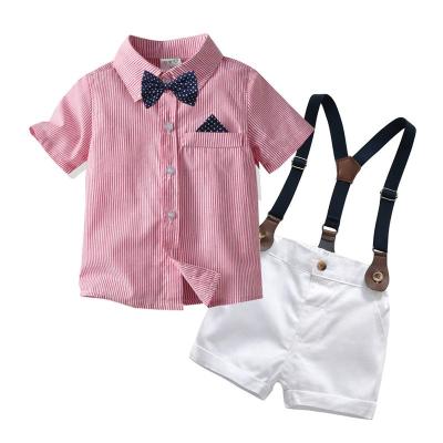 China Formal Baby Clothes Sets Overalls And Shirt With Bow Tie Formal Party Kids Clothing Boy Clothes Sets for sale