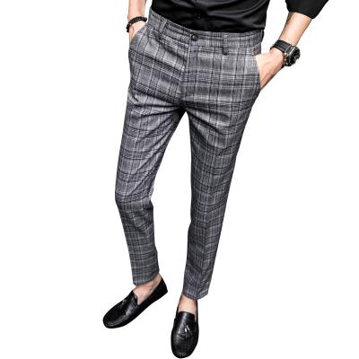 China Rts QUICK DRY Product Slim Fit Pants Casual British Style Gray Vintage Plaid Pants Mens High End Mens for sale