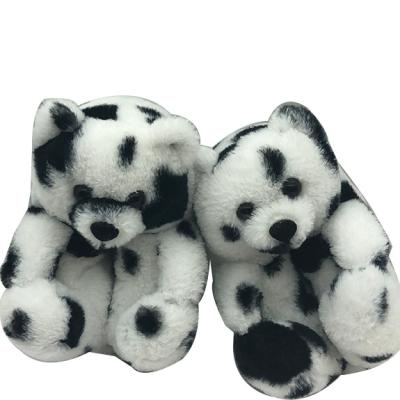 China 2022 Fashion Trend New Design 100%cotton Fabric Teddy Bear Slipper Winter PU Fur Slipper for sale