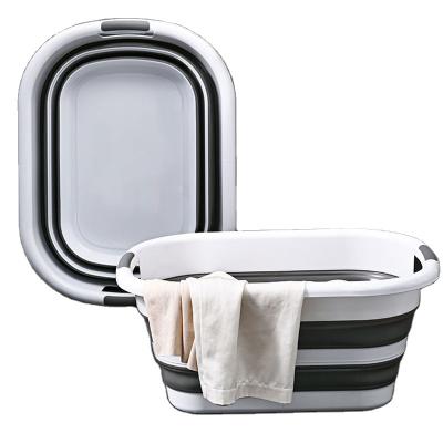 China Stocked Big Plastic 40L Portable Foldable Folding Collapsible Wash Basin for Bathroom Space Saving for sale