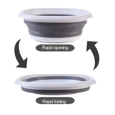 China Sustainable Camping folding vegetable fruit hand wash basin plastic kitchen sink collapsible round wash tub laundry basin for sale