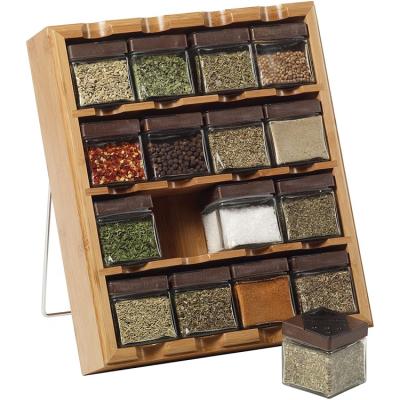 China 16 Cube Spice Spice Jar Wooden Bamboo Spice Rack Organizer for sale