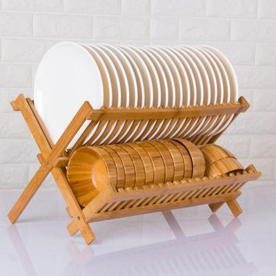 China Eco - Friendly Bamboo Folding Rack Kitchen Drying Dish Rack And Holders for sale