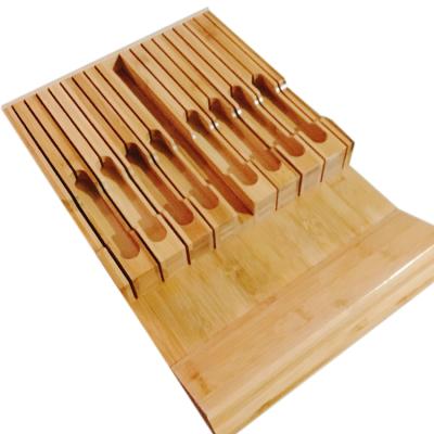 China Sustainable Kitchen Accessories Set Organizer In Drawer Bamboo Knife Block for sale