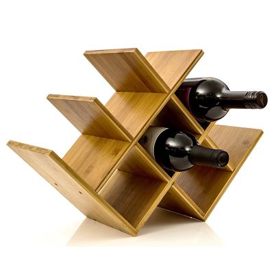 China Horizontal Bamboo Wine Rack Storage 8 Bottle Holders Sustainable Storage Rack for sale