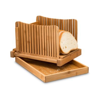 China Disposable Foldable Bamboo Bread Slicer With Crumb Catcher Tray for sale