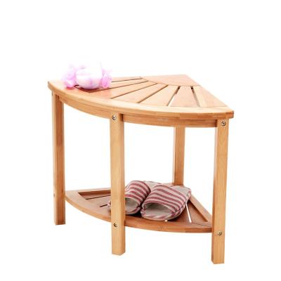 China Sustainable Bamboo Corner 2-Tire Storage Shelf for sale