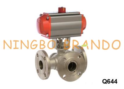 China L T Pattern 3 Way Pneumatic Flanged Ball Valve Stainless Steel for sale