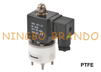 China PTFE Body Anti Corrosion Solenoid Valve 1/4'' 3/8'' 24VDC 220VAC for sale