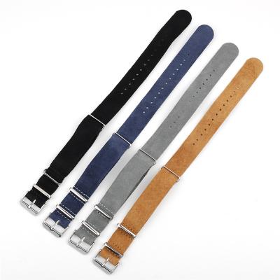 China MINGJIANG Tan Suede Watch Band Durable Blue Suede Watch Strap Strap for sale