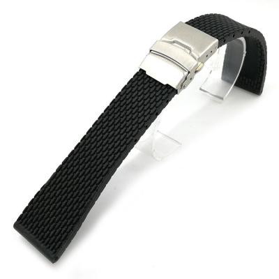 China MINGJIANG Black Silicone Watch Strap 22mm Durable Watch Strap Silicon Watchband for sale