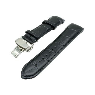 China MINGJIANG Crocodile Watch Strap 23mm Durable Genuine Leather Watch Strap Curved Leather Watchband for sale