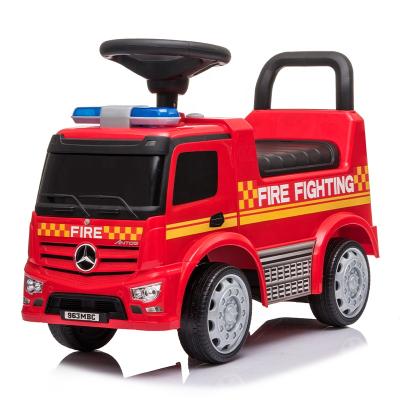 China Toy Wholesale factory price ride on benz mini authorized fire trucks for kids baby ride on car slide car with alarm sound and alarm light for sale