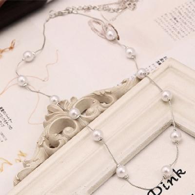 China Europe and America Fashion Jewelry Half Pearl Chain Toggle Necklace ABS Plastic Pearl Necklace for sale