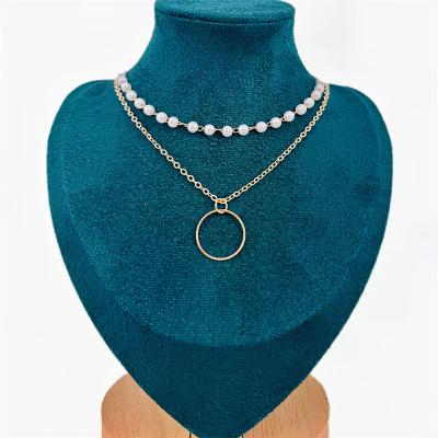 China Europe and America gold plated small circle chain pendant necklace women's pearl neckerchief for sale