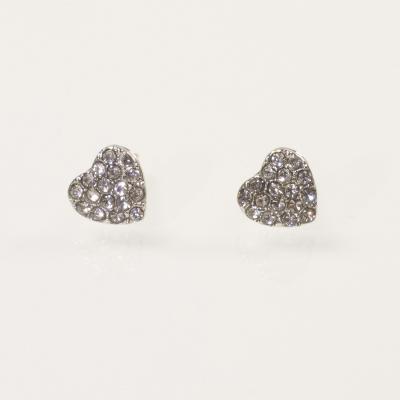 China CLASSIC Stunning Gold Plated Rhinestone Heart Stud Earrings Full Of Crystals for sale