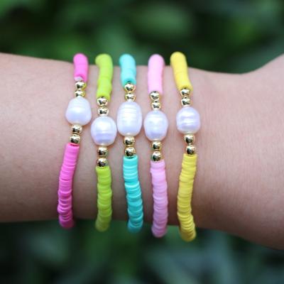 China Beach Bohemian Soft Color CLASSIC Women's Soft Pottery Bracelet 6mm for sale