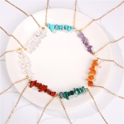 China Europe and America Natural Multicolor Gravel Chain Gemstone Beads Necklace for sale