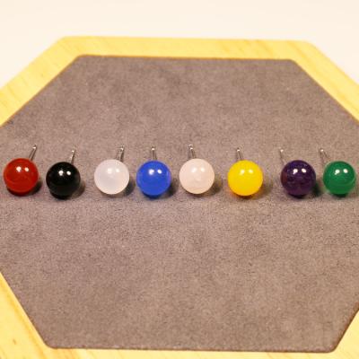 China CLASSIC Natural Beautiful Multicolor Round Beads Gemstone Stud Earrings for sale