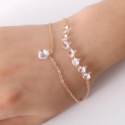 China CLASSIC Delicate Zircon With Heart Pendant Chain Bracelet for sale