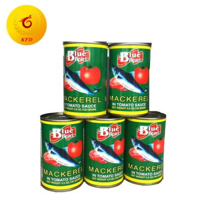 China Free Label Design 155g Canned Mackerel In Tomato Sauce For South America / Africa Factory Price for sale